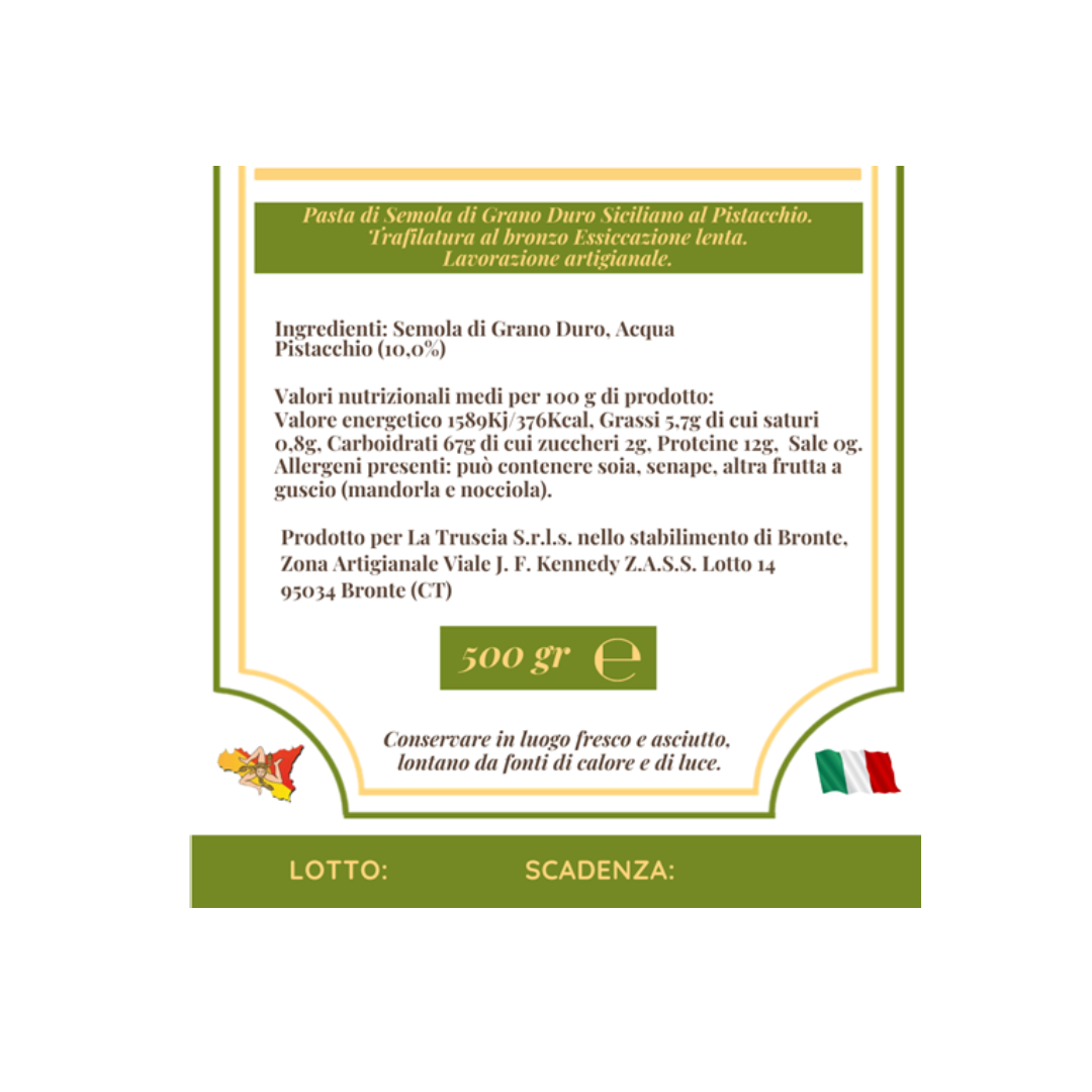 La Truscia Caserecce al Pistacchio 500 g Trafila Bronzo