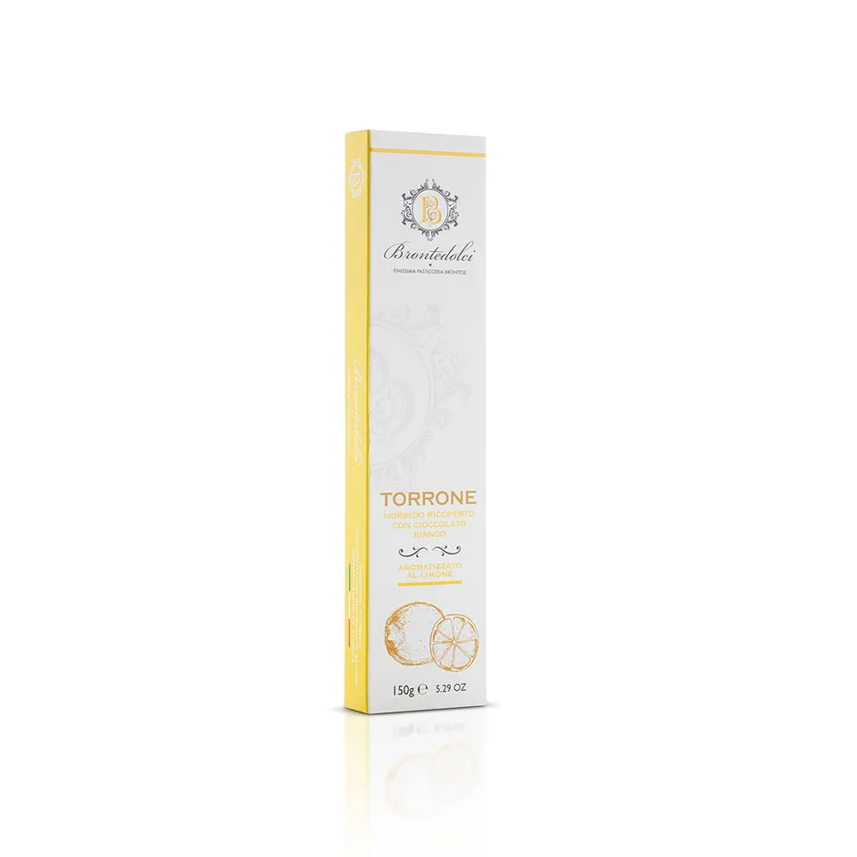 Bronte Dolci Torrone Morbido Limone Bianco 150 g