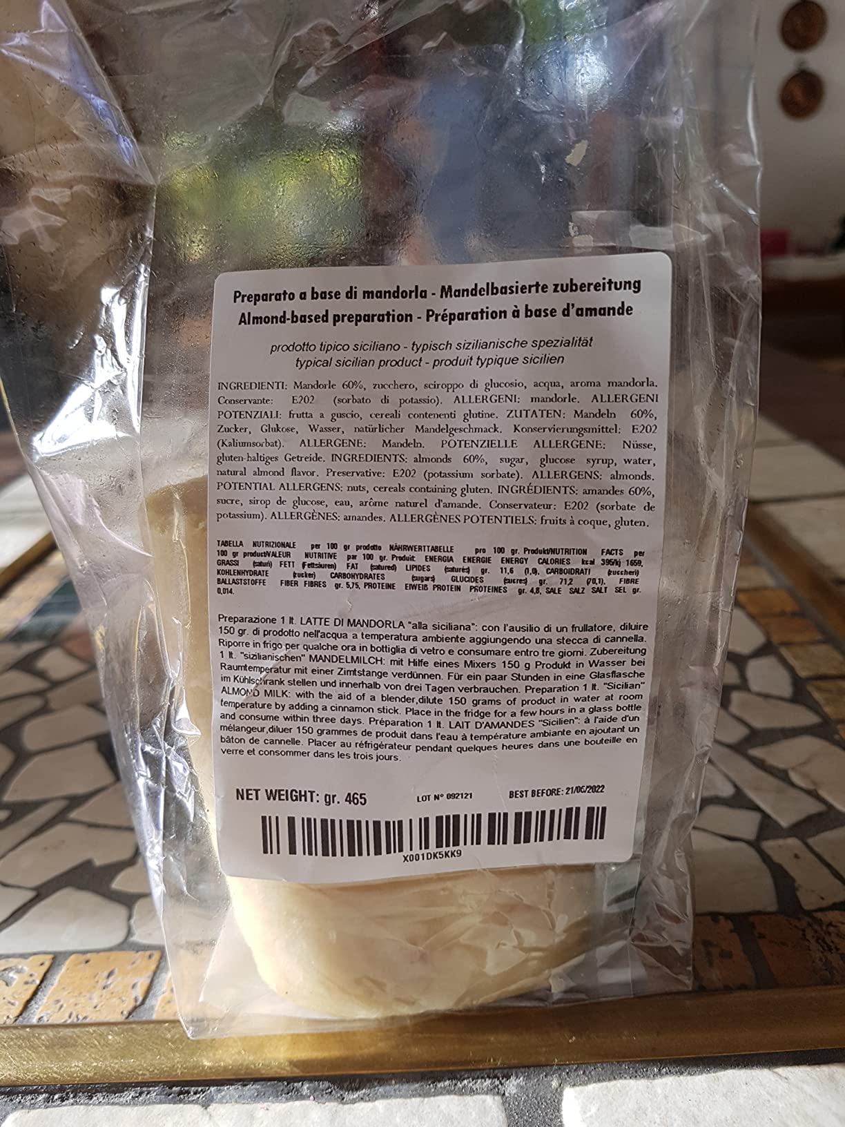 RAREZZE Panetto Pasta di Mandorla 60% Basso Zucchero
