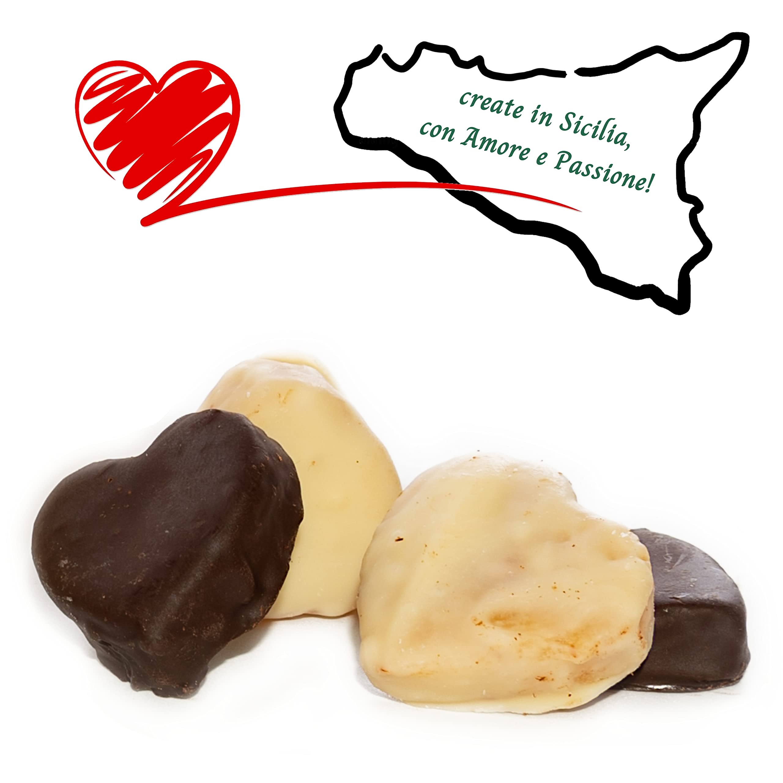 Rarezzze Cuori al Rum Paste di Mandorla 400 g al cioccolato