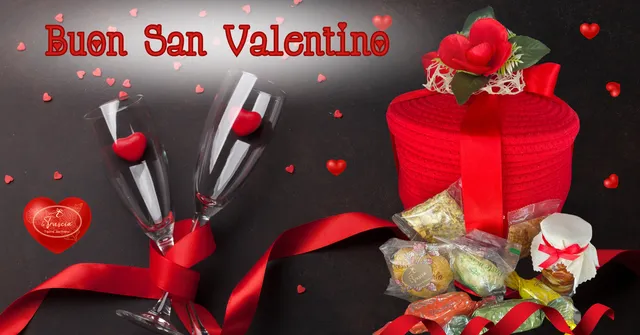 La Truscia Box San Valentino Cesta Rossa Dolci 4 Pezzi