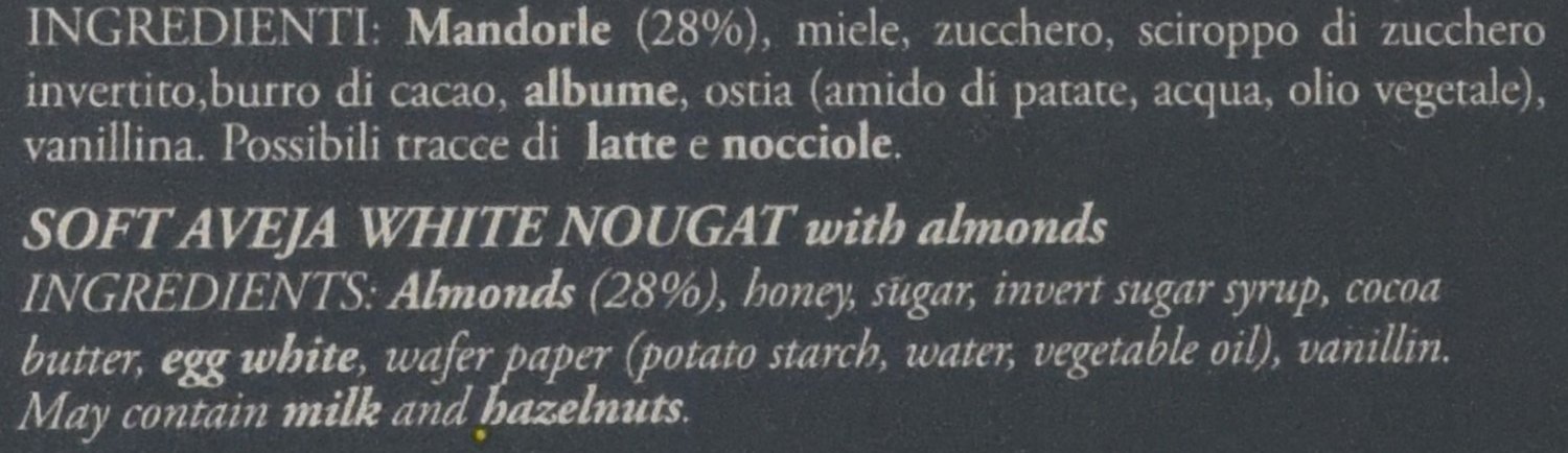 Aveja Torrone Bianco Tenero alle mandorle 250 g aquilano