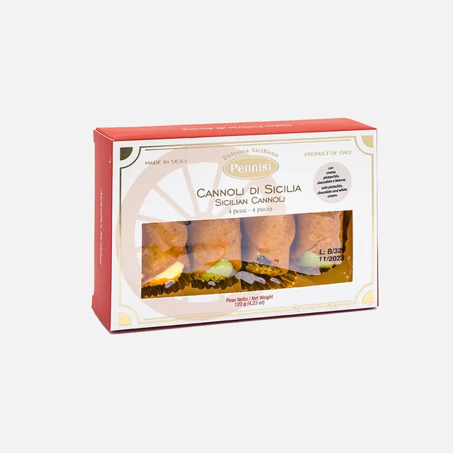 Pennisi Cannoli Farciti Pistacchio Cacao Vaniglia 4 Pz artigianali