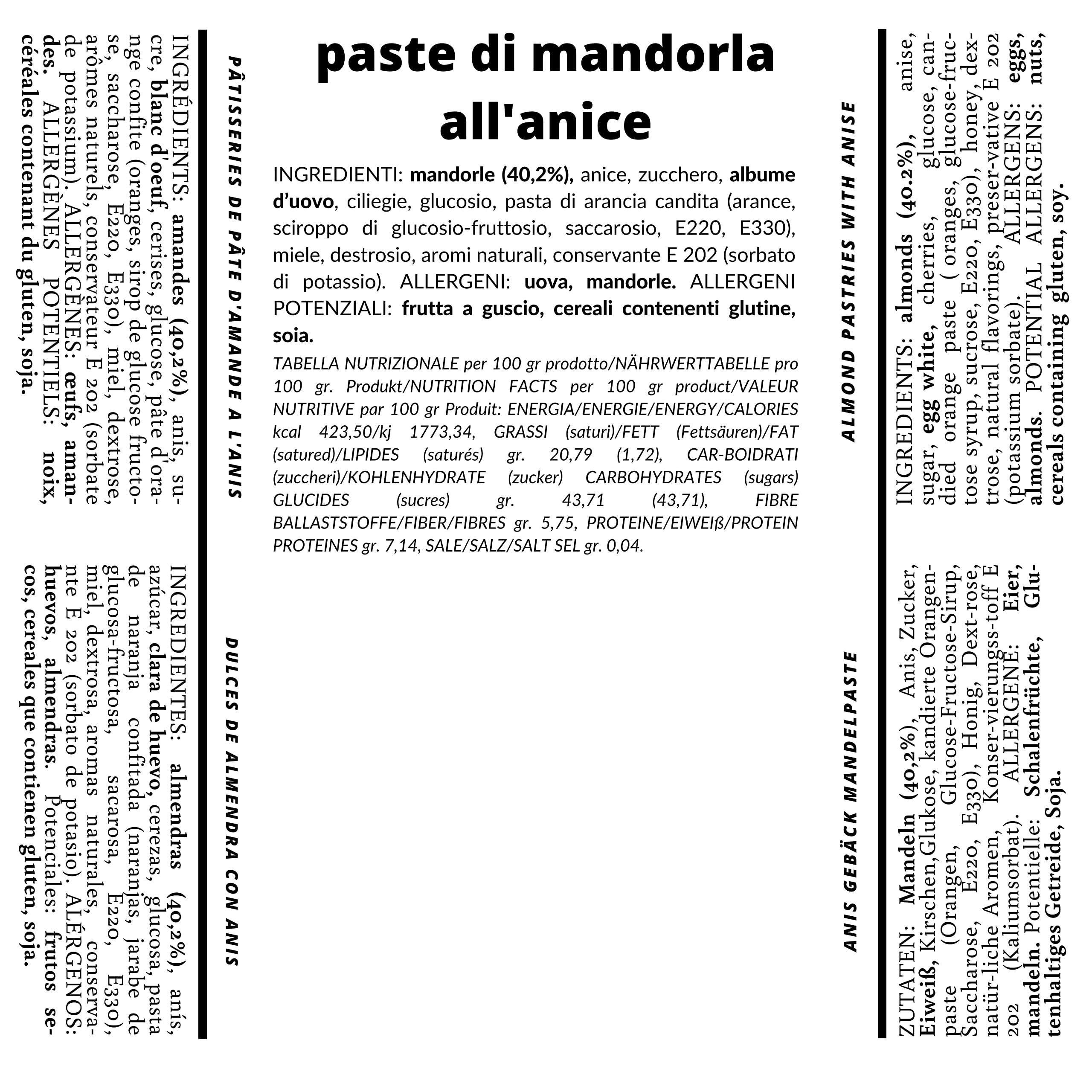 Rarezzze Paste di Mandorla all'Anice 400 g monoporzione