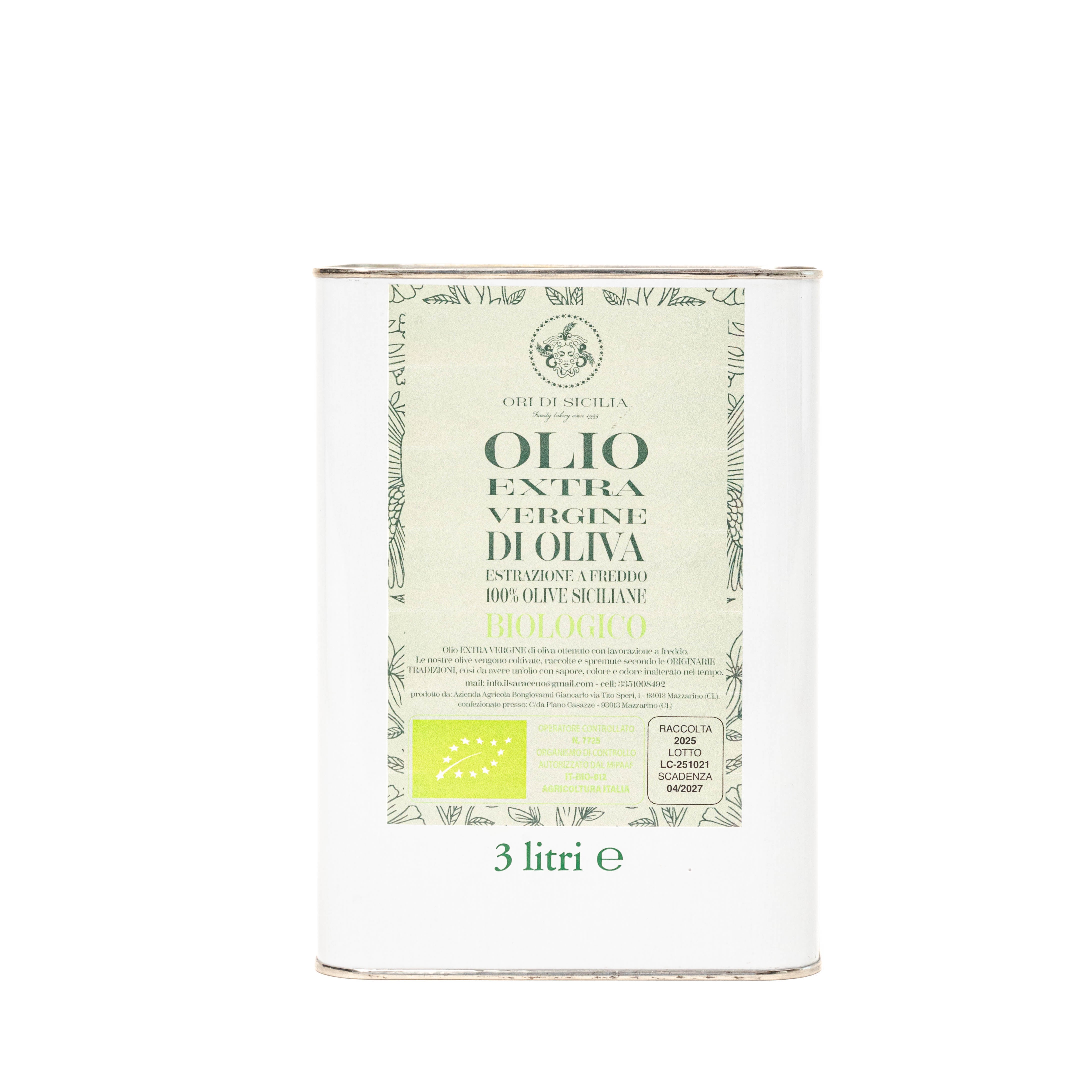 Ori di Sicilia olio extravergine bio bottiglia 100 ml crudo