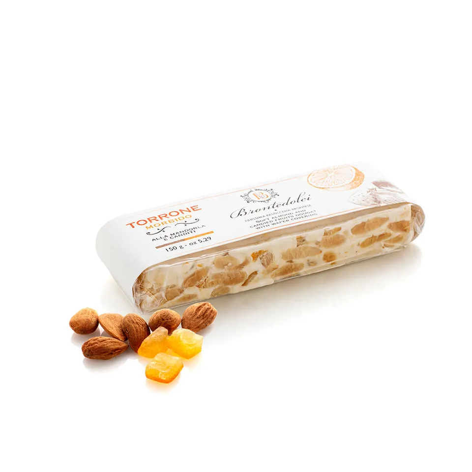 Bronte Dolci Torrone Mandorle e Arancia 150 g cialda