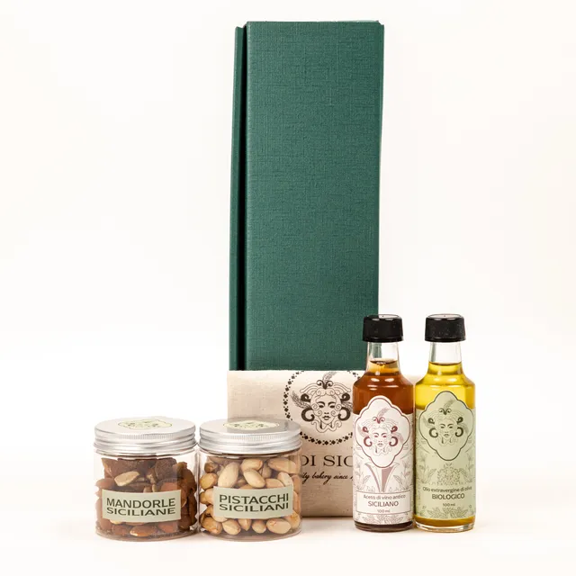Ori di Sicilia Box Verga cesto mini olio aceto pistacchi