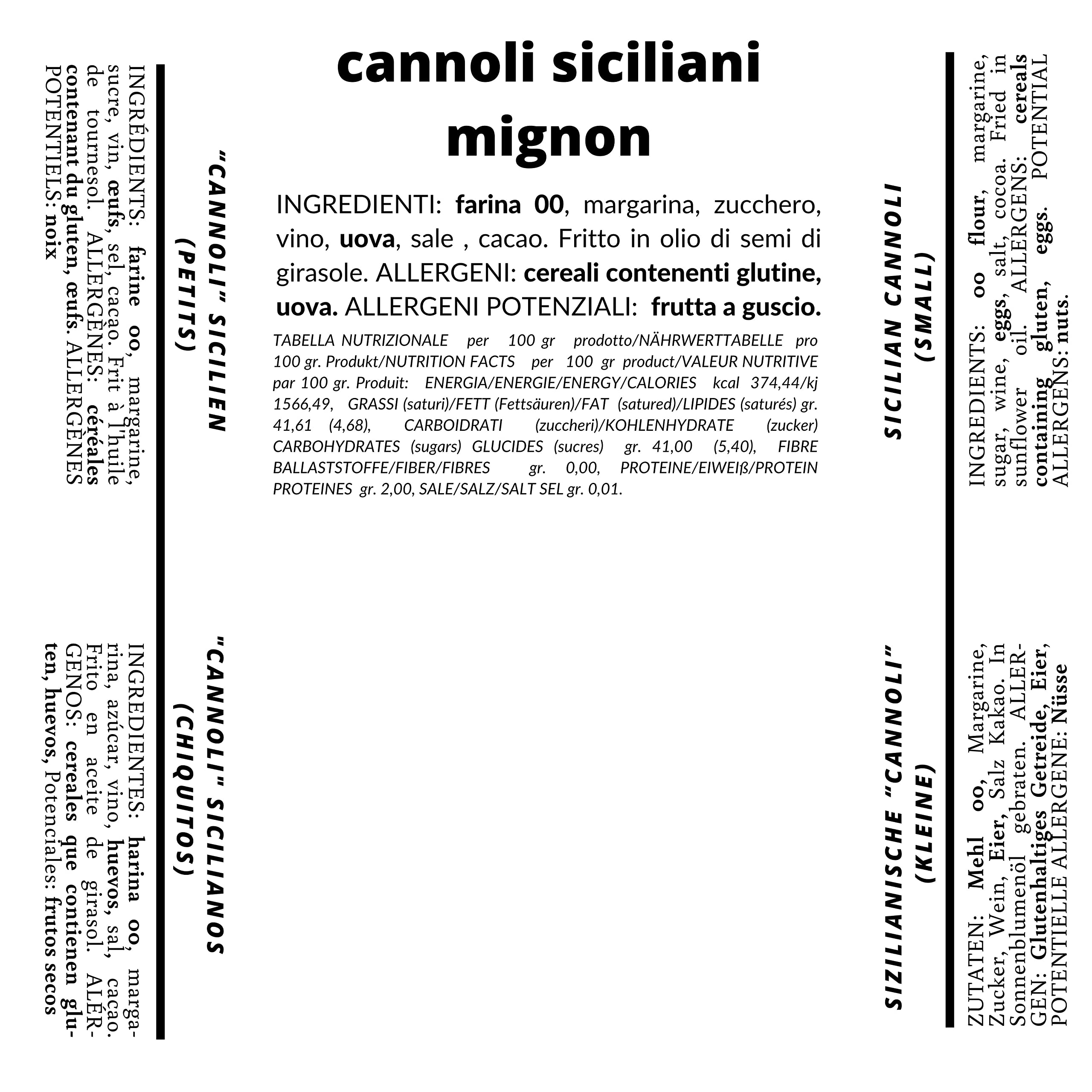 Rarezza Cannoli siciliani mignon 3 box 500 g cialde
