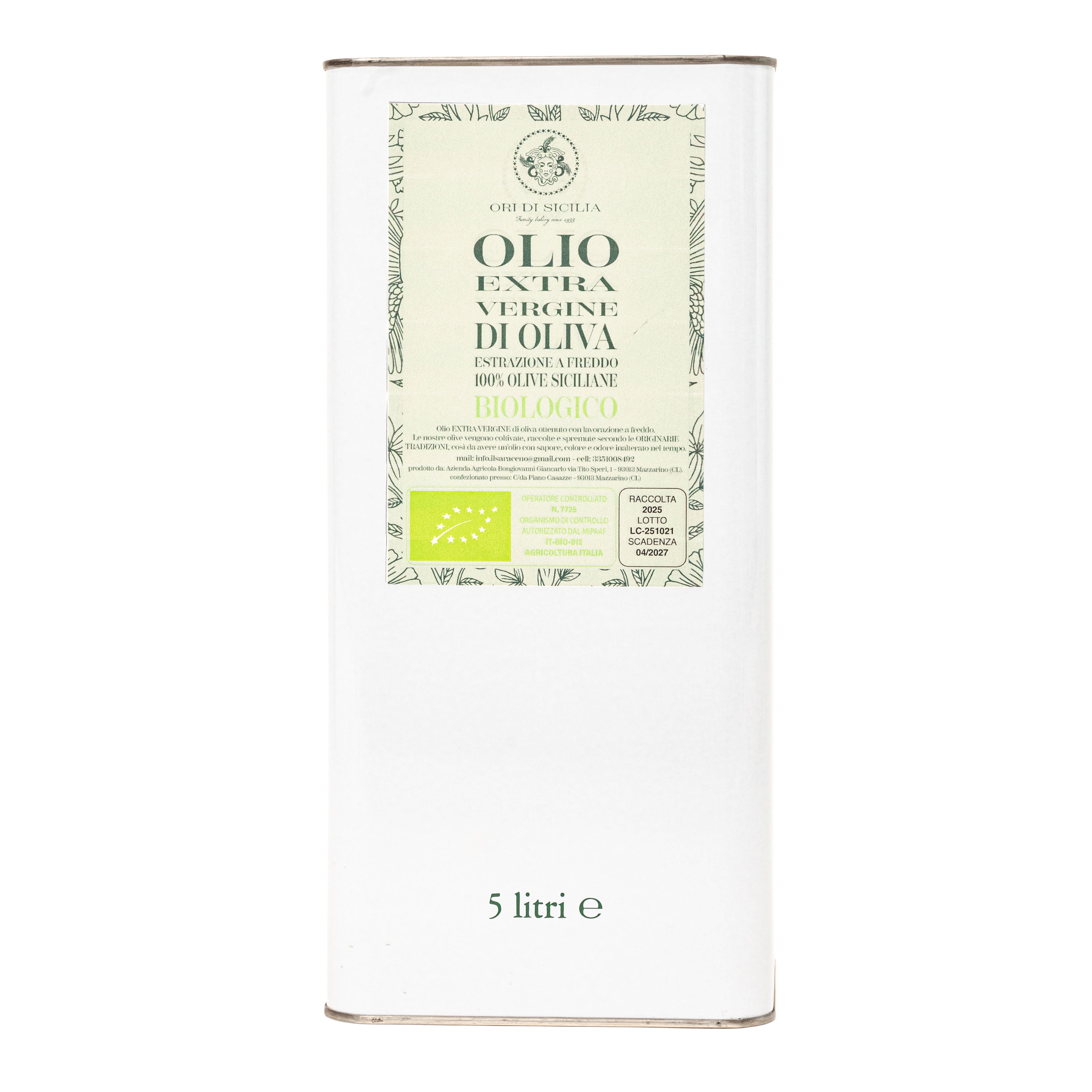 Ori di Sicilia olio extravergine bio bottiglia 100 ml crudo