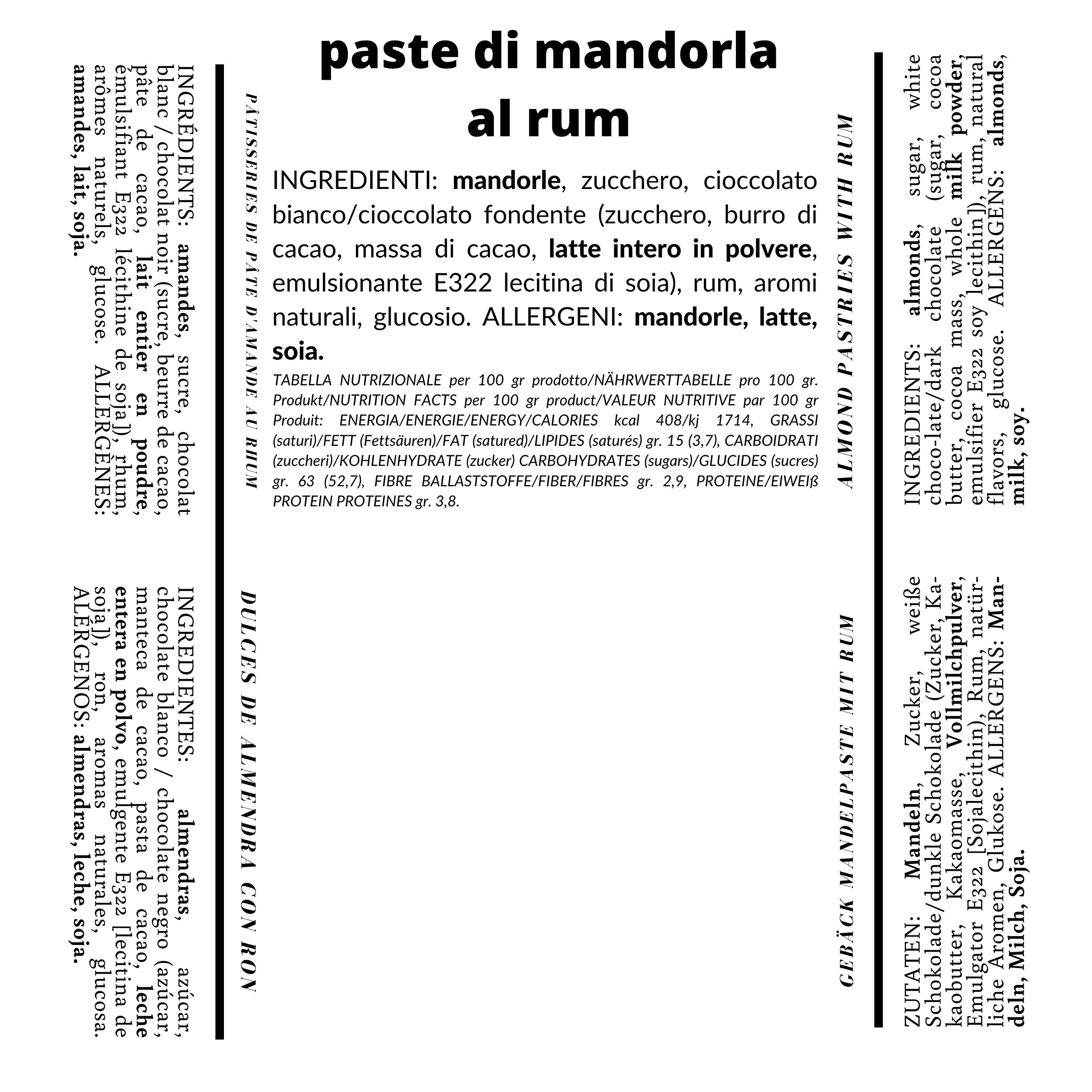 Rarezzze Cuori al Rum Paste di Mandorla 400 g al cioccolato